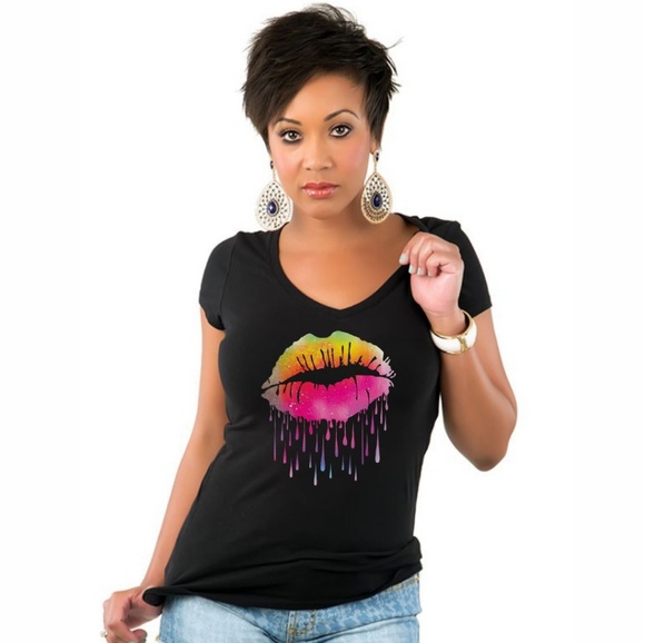 NEON DRIPPING LIPS Tee - Picture 1 of 1
